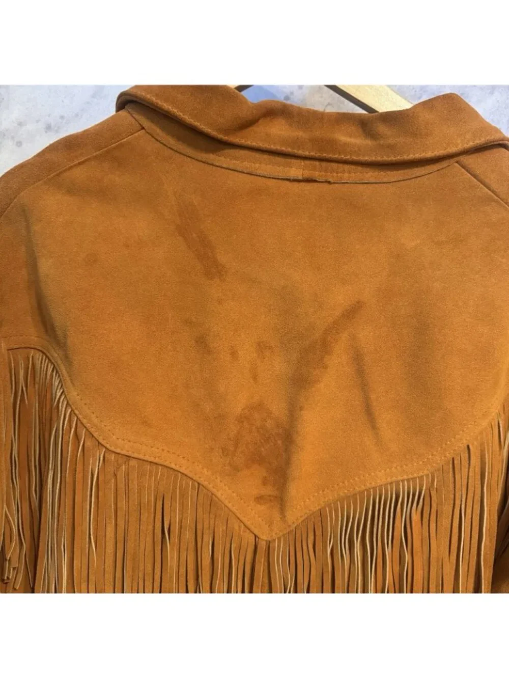 Vintage Leather City Fringe Western Coat Mens Large L Brown